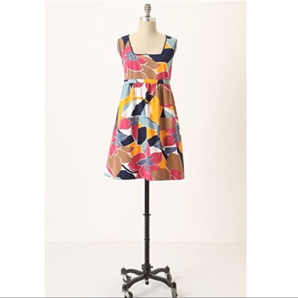 Anthropologie Colorful Floral Midi Dress